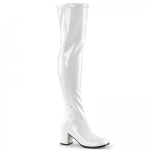 Pleaser Gogo-3000 Hoge Hakken Dames Wit | IVTKF-BE