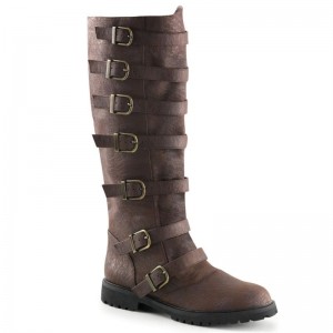 Pleaser Gotham-110 Knie Laarzen Heren Bruin | XROCK-BE