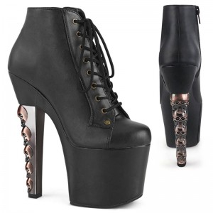 Pleaser Hex-1005 Vegan Leather Laarzen Dames Zwart | FTXUP-BE
