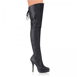 Pleaser Indulge-3011 Leather Hoge Hakken Dames Zwart | THPFE-BE
