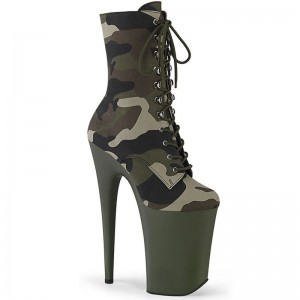 Pleaser Infinity-1020CAMO Laarzen Dames Groen | LQMVC-BE