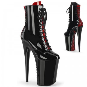Pleaser Infinity-1020FH Laarzen Dames Zwart Rood | MHRQJ-BE