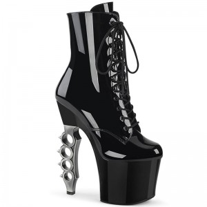 Pleaser Irongrip-1020 Laarzen Dames Zwart Zilver | AVUWH-BE