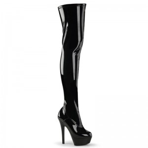 Pleaser Kiss-3000 Hoge Hakken Dames Zwart | OZAUK-BE