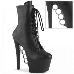 Pleaser Knucks-1020 Vegan Leather Laarzen Dames Zwart | IOPXC-BE
