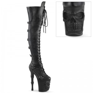 Pleaser Rapture-3045 Vegan Leather Hoge Hakken Dames Zwart | NVMZO-BE