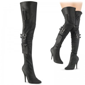 Pleaser Seduce-3019 Vegan Leather Hoge Hakken Dames Zwart | SJCPW-BE