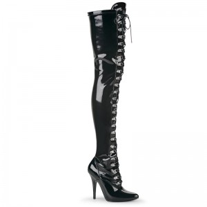 Pleaser Seduce-3024 Hoge Hakken Dames Zwart | NKFTE-BE