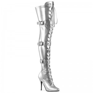 Pleaser Seduce-3028 Hoge Hakken Dames Zilver | TCOHQ-BE