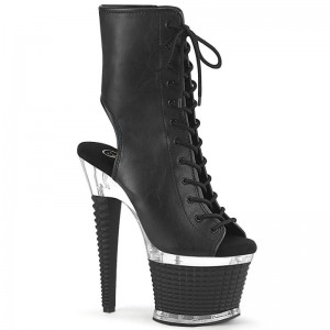 Pleaser Spectator-1016 Vegan Leather Laarzen Dames Zwart | XPGJT-BE