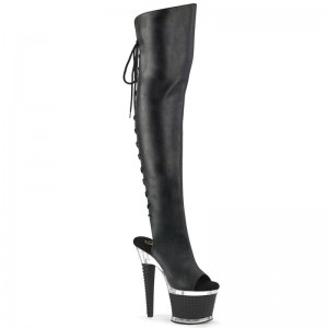 Pleaser Spectator-3019 Vegan Leather Hoge Hakken Dames Zwart | SNFPX-BE