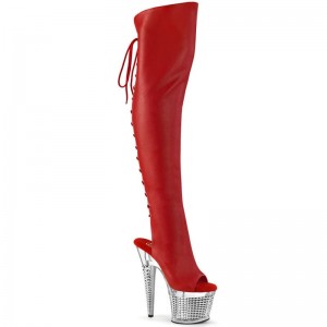 Pleaser Spectator-3019 Vegan Leather Hoge Hakken Dames Rood | KWMPT-BE