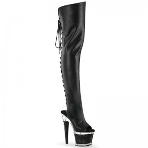 Pleaser Spectator-3030 Faux Leather Hoge Hakken Dames Zwart | RJTYE-BE