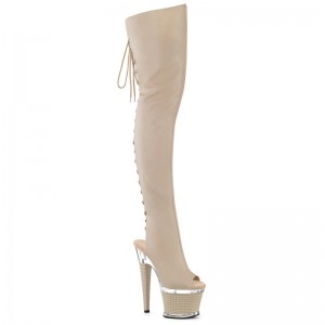 Pleaser Spectator-3030 Faux Leather Hoge Hakken Dames Beige | FUVNY-BE