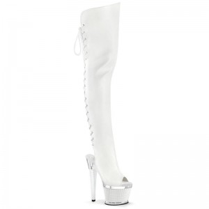 Pleaser Spectator-3030 Faux Leather Hoge Hakken Dames Wit | IWVXU-BE
