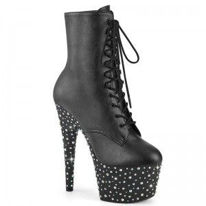 Pleaser Stardance-1020 Vegan Leather Laarzen Dames Zwart Gekleurd | GNFPR-BE