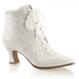 Pleaser Victorian-30 Laarzen Dames Wit | BHZIA-BE