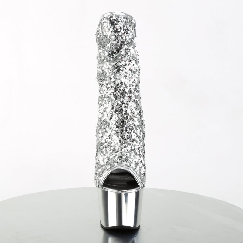 Pleaser Adore-1008SQ Laarzen Dames Zilver | UZWYM-BE