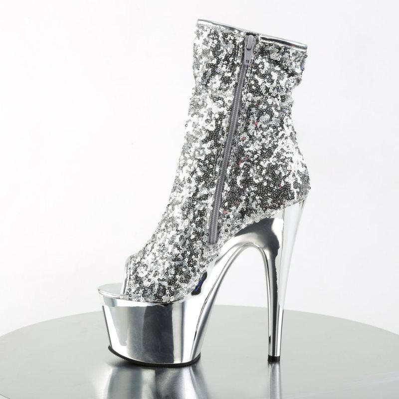 Pleaser Adore-1008SQ Laarzen Dames Zilver | UZWYM-BE