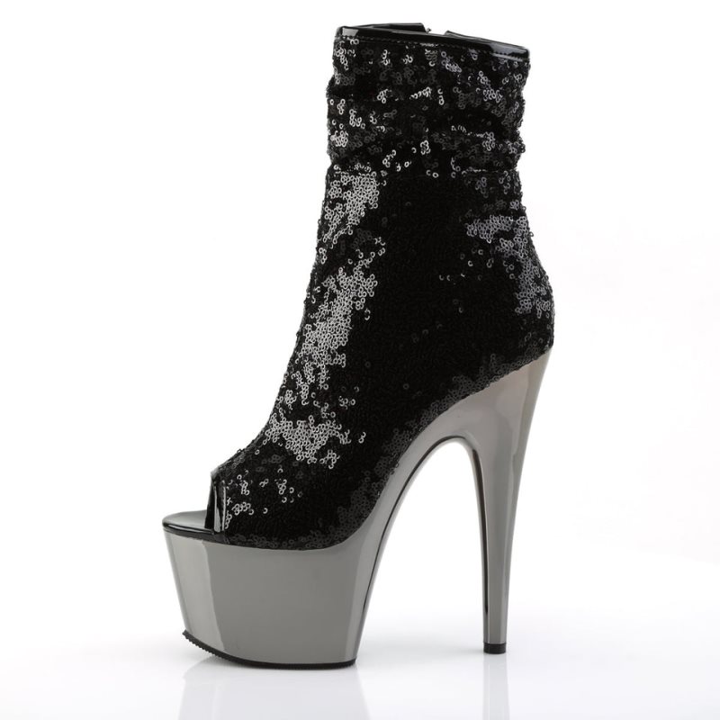 Pleaser Adore-1008SQ Laarzen Dames Zwart Grijs | HMJIS-BE