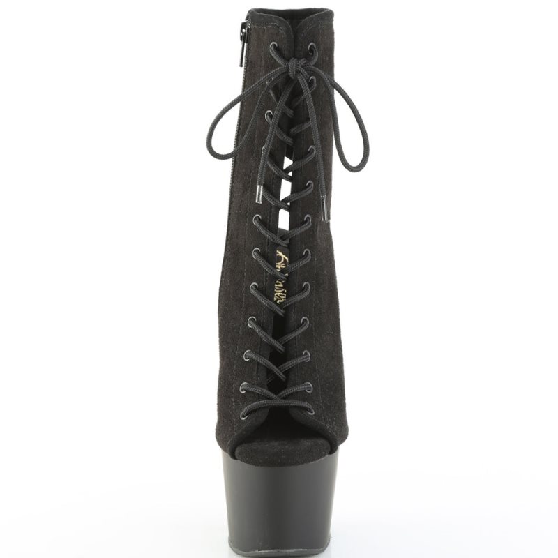 Pleaser Adore-1016 Faux Suede Laarzen Dames Zwart | PWTSZ-BE
