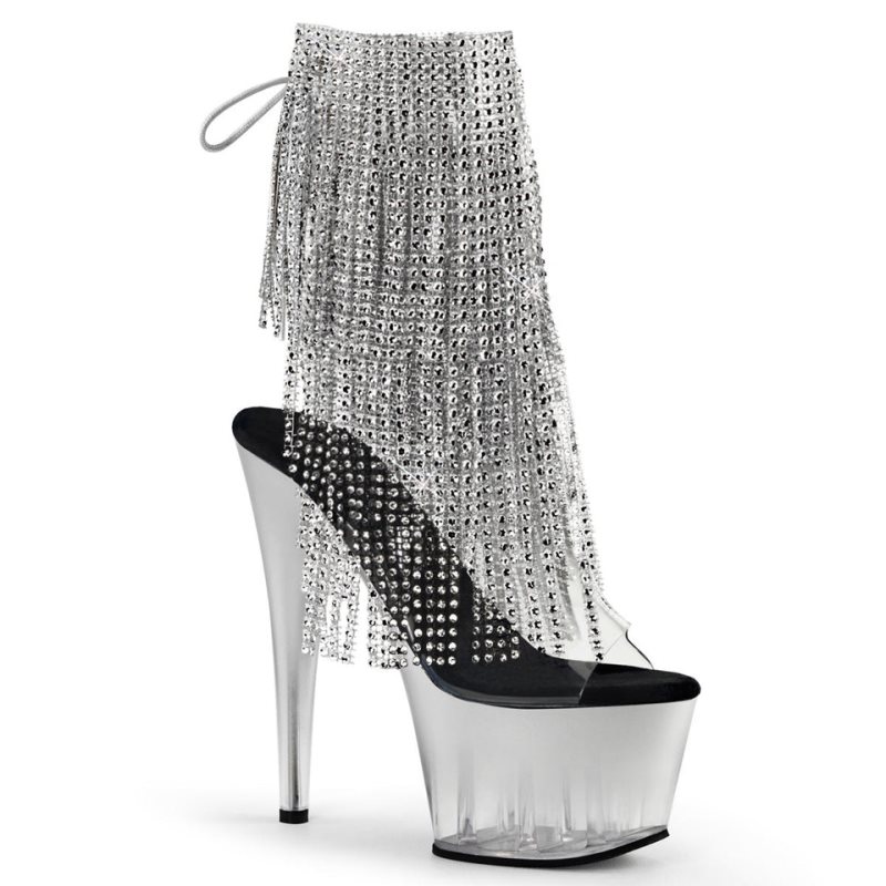 Pleaser Adore-1017RSFT Laarzen Dames Zilver | FGPUT-BE