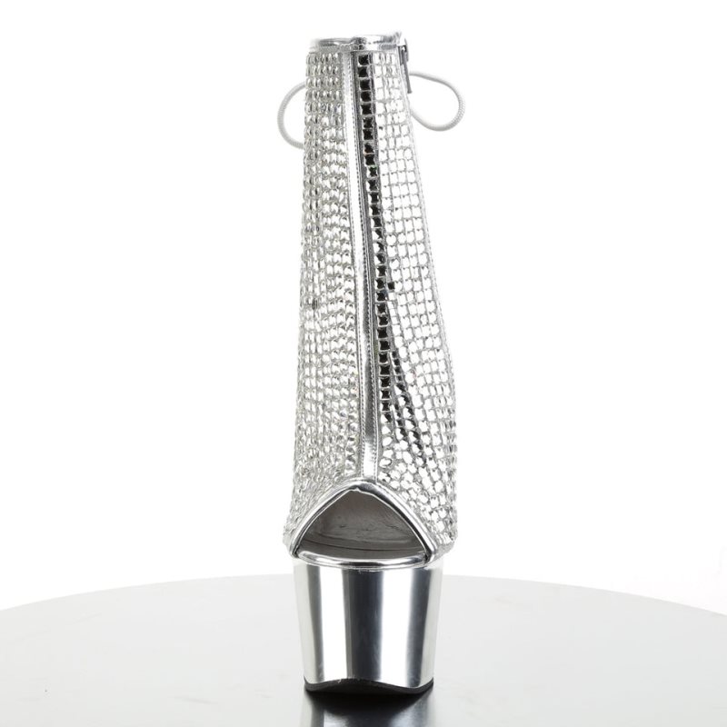Pleaser Adore-1018DCS Laarzen Dames Zilver | CSYWK-BE