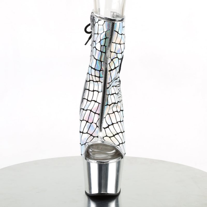 Pleaser Adore-1018HG Hologram Laarzen Dames Zilver | WAURO-BE