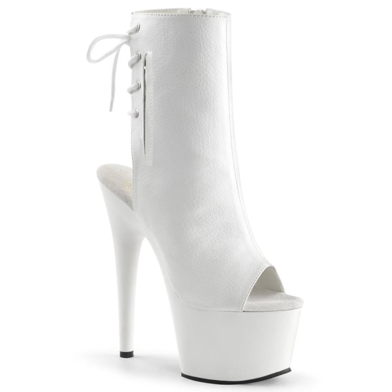Pleaser Adore-1018 Vegan Leather Laarzen Dames Wit | PACTQ-BE