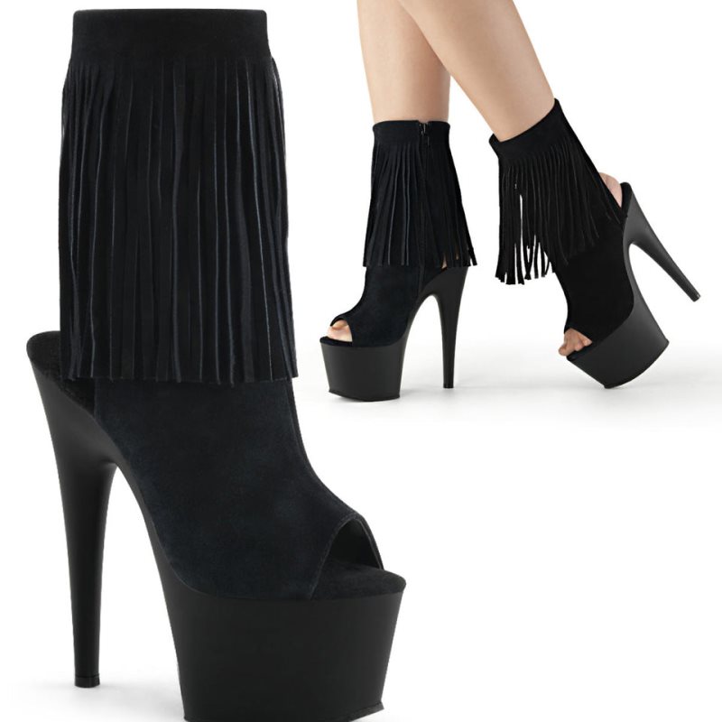 Pleaser Adore-1019 Suede Laarzen Dames Zwart | YEAWC-BE