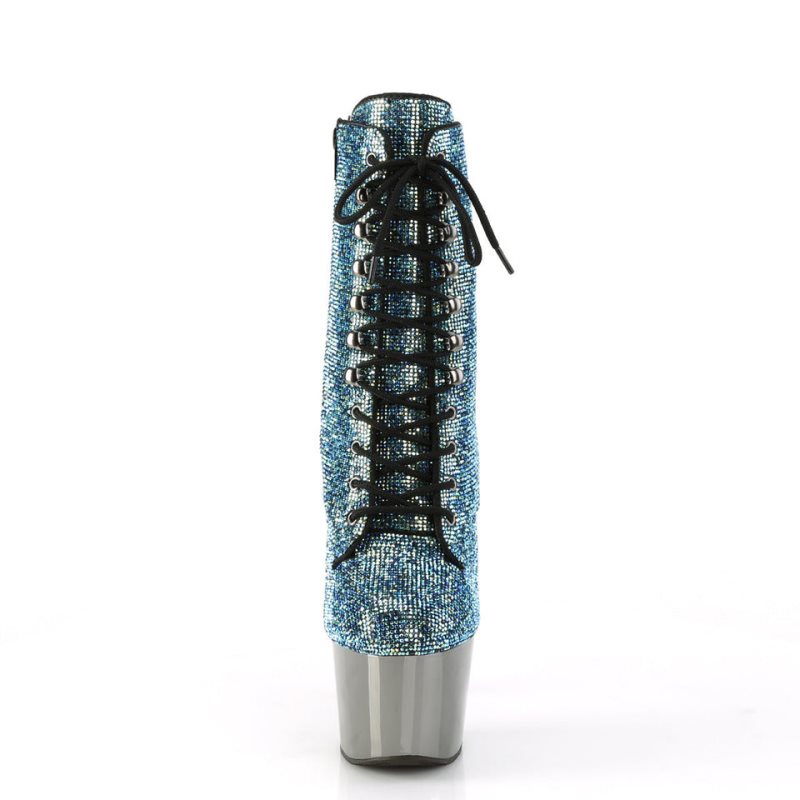 Pleaser Adore-1020CHRS Laarzen Dames Turquoise Grijs | HRZCS-BE