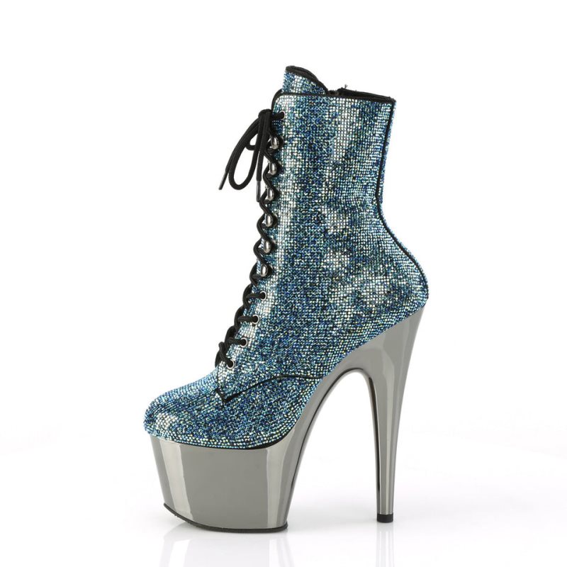 Pleaser Adore-1020CHRS Laarzen Dames Turquoise Grijs | HRZCS-BE