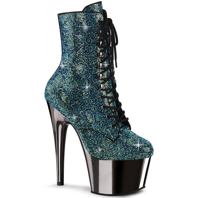 Pleaser Adore-1020CHRS Laarzen Dames Turquoise Grijs | HRZCS-BE