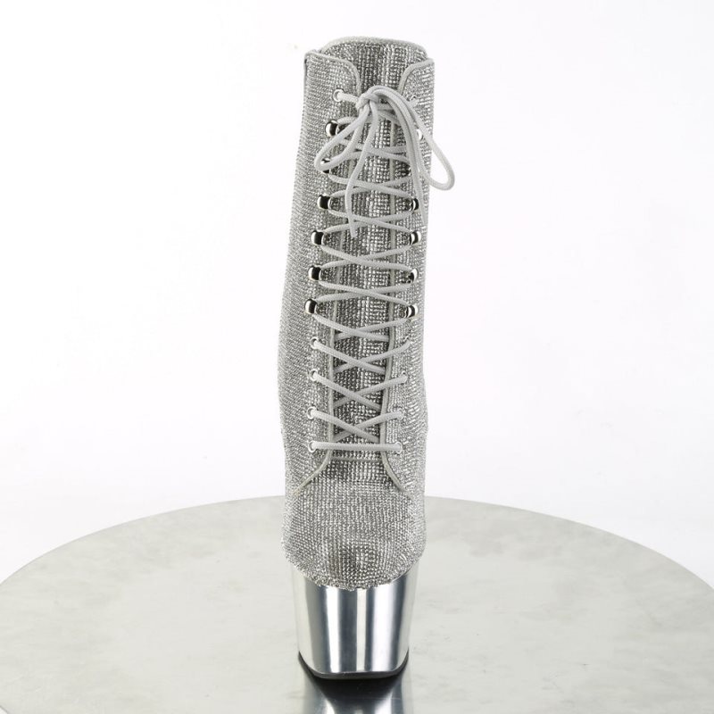 Pleaser Adore-1020CHRS Laarzen Dames Zilver | NQUFI-BE
