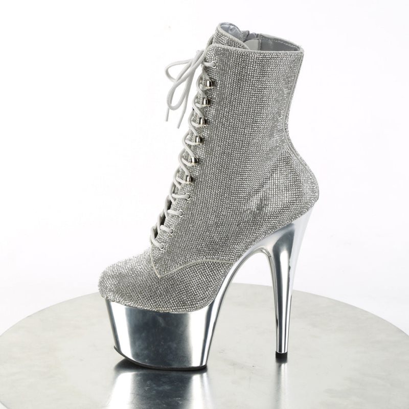 Pleaser Adore-1020CHRS Laarzen Dames Zilver | NQUFI-BE