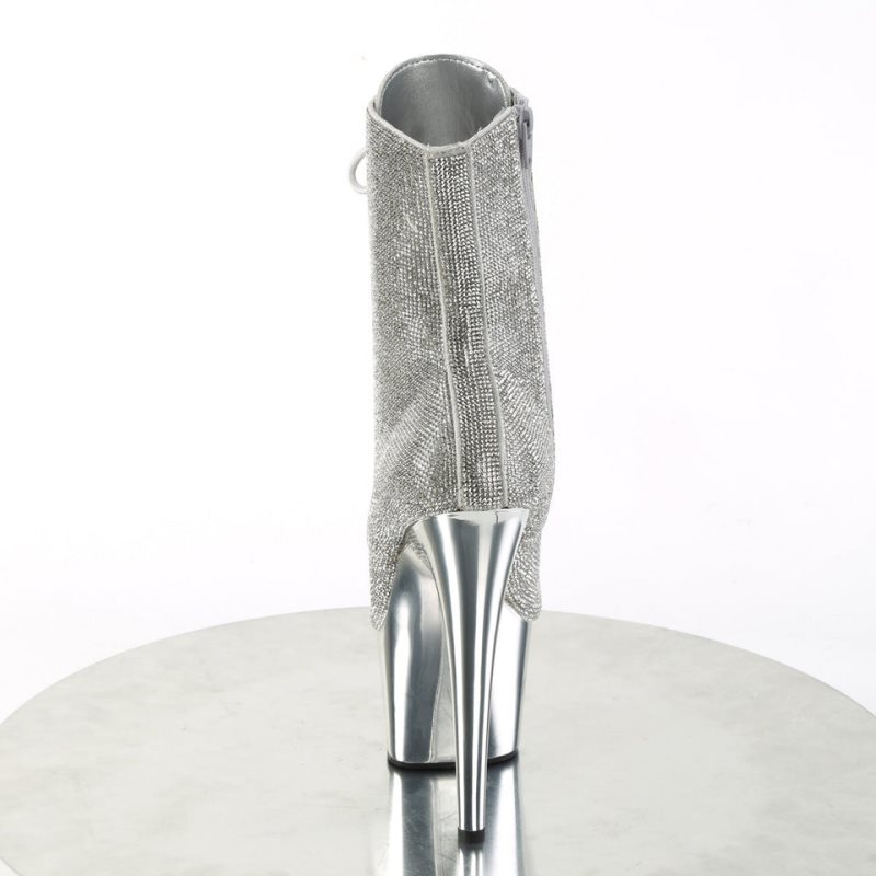 Pleaser Adore-1020CHRS Laarzen Dames Zilver | NQUFI-BE