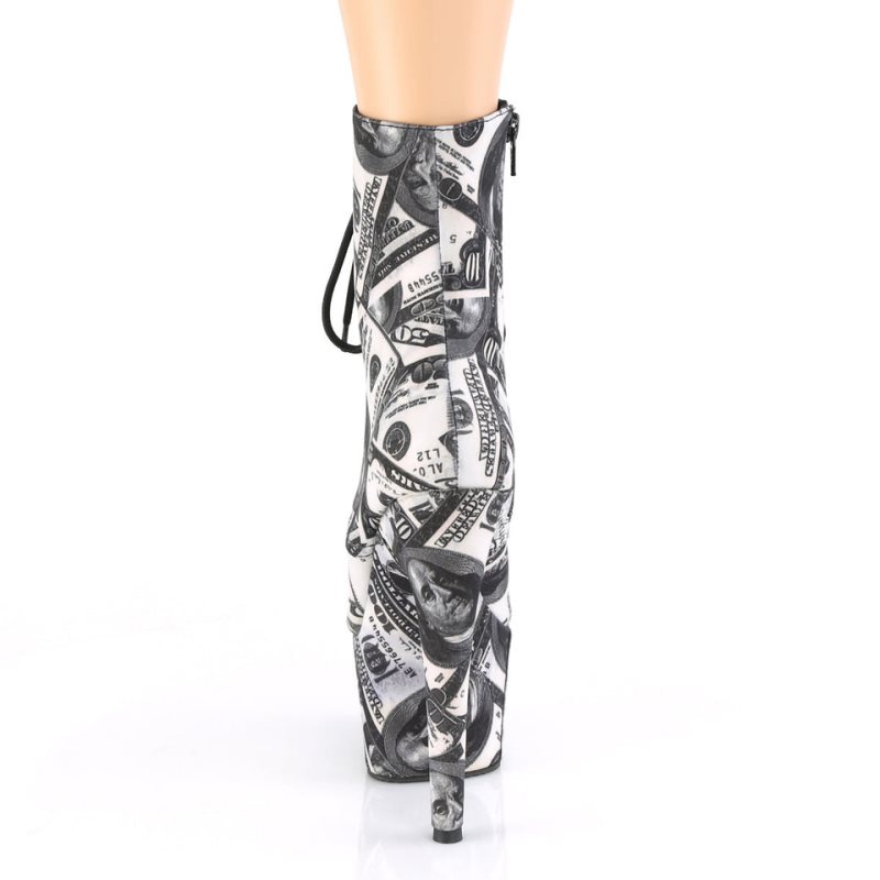 Pleaser Adore-1020DP Laarzen Dames Wit Zwart | LJFNS-BE