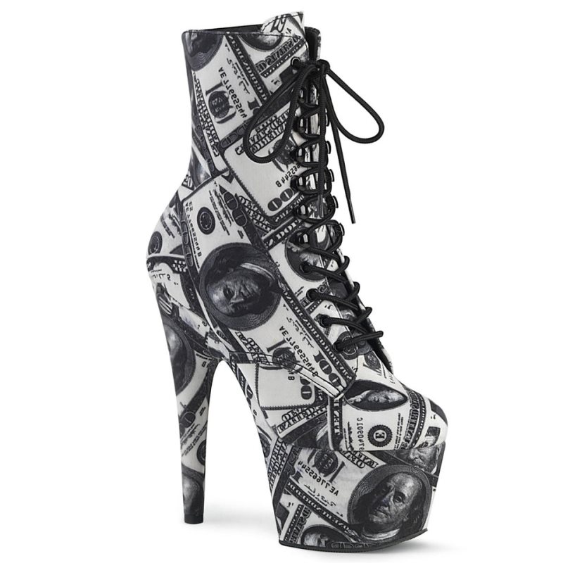 Pleaser Adore-1020DP Laarzen Dames Wit Zwart | LJFNS-BE