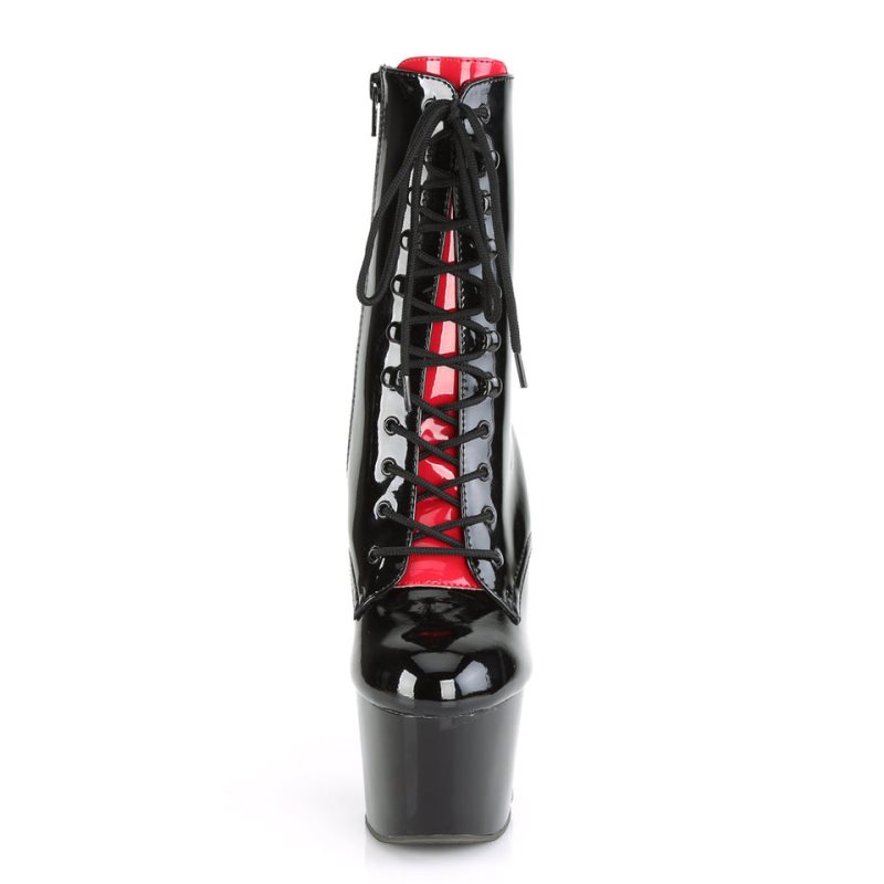 Pleaser Adore-1020FH Laarzen Dames Zwart Rood | QWKVC-BE