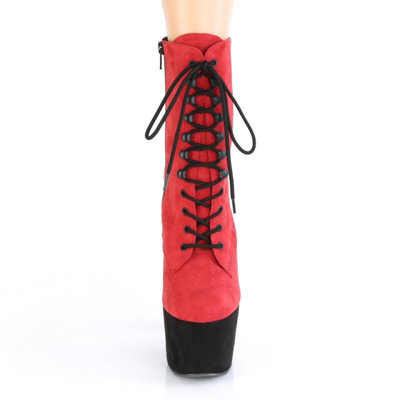 Pleaser Adore-1020FSTT Laarzen Dames Rood Zwart | YSROT-BE