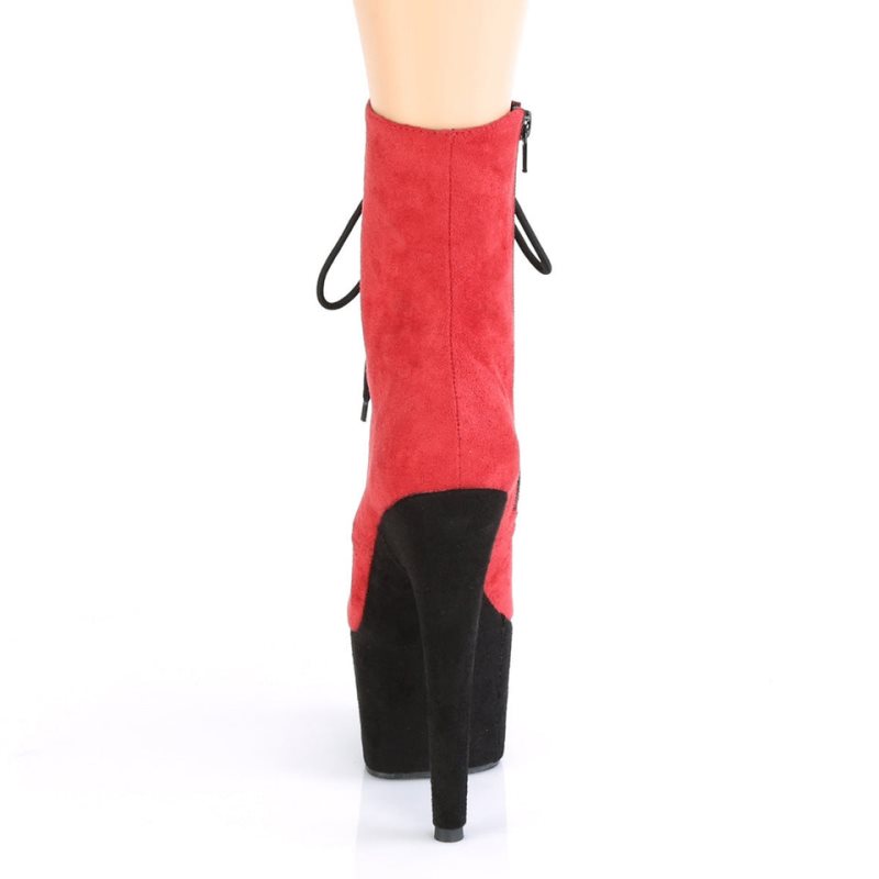 Pleaser Adore-1020FSTT Laarzen Dames Rood Zwart | YSROT-BE