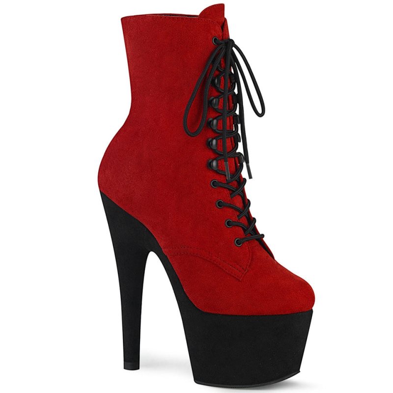 Pleaser Adore-1020FSTT Laarzen Dames Rood Zwart | YSROT-BE