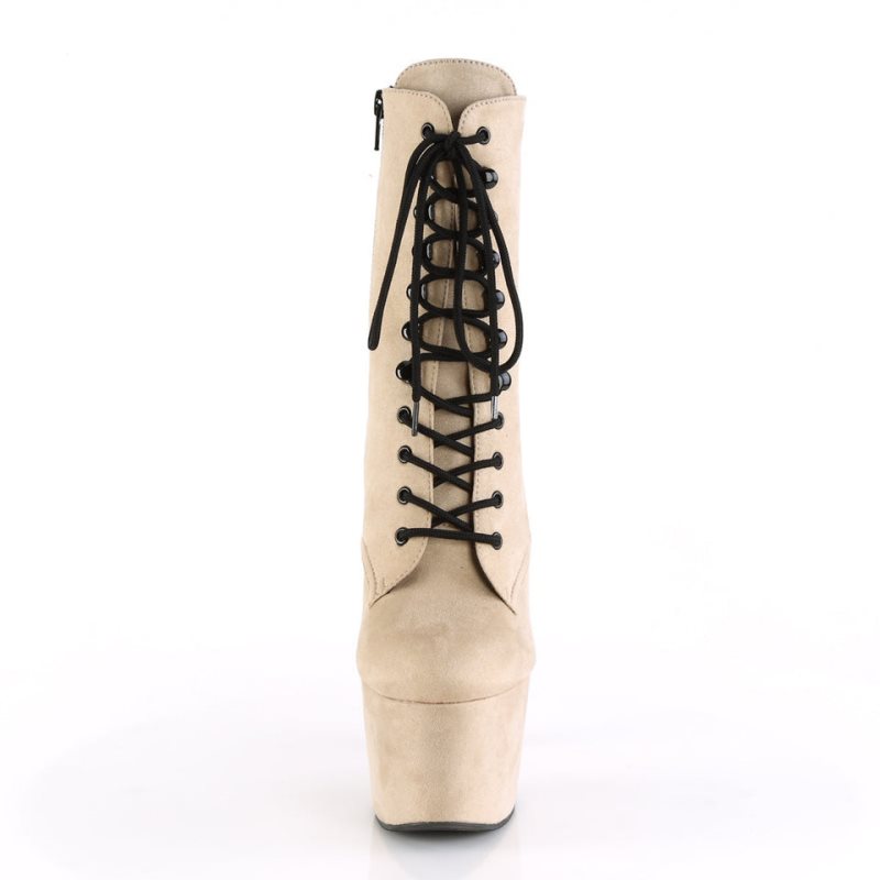 Pleaser Adore-1020FS Faux Suede Laarzen Dames Beige | KSCZD-BE