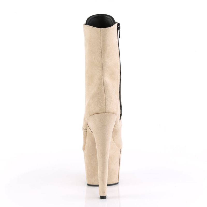 Pleaser Adore-1020FS Faux Suede Laarzen Dames Beige | KSCZD-BE