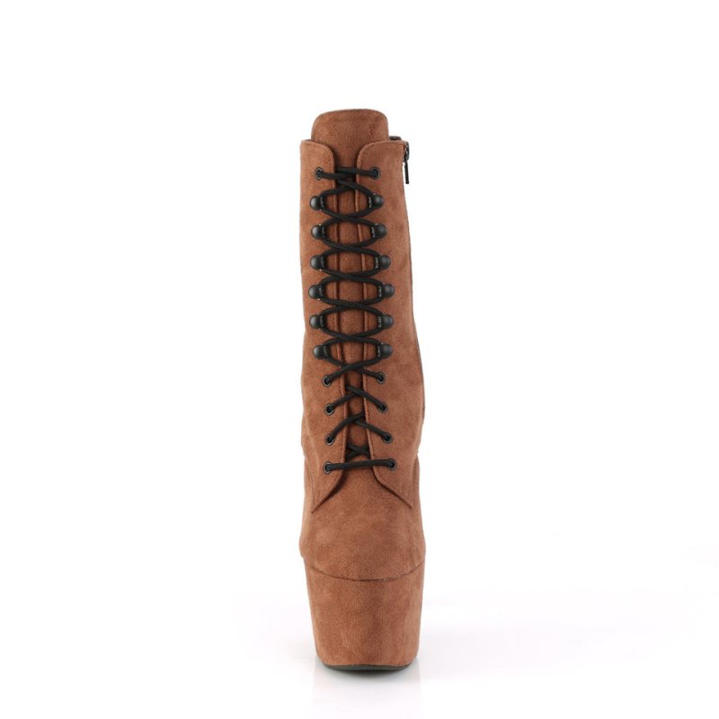 Pleaser Adore-1020FS Faux Suede Laarzen Dames Bruin | TJSNW-BE