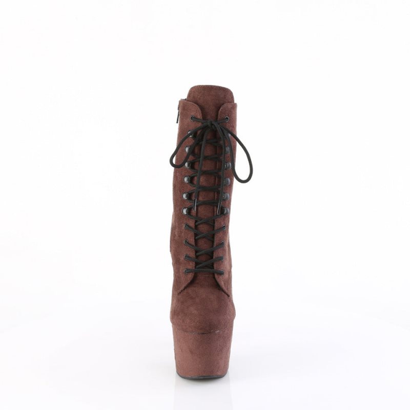 Pleaser Adore-1020FS Faux Suede Laarzen Dames Bruin | XLSCV-BE