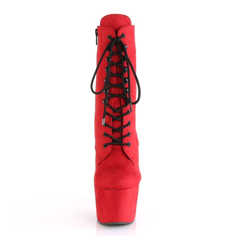 Pleaser Adore-1020FS Faux Suede Laarzen Dames Rood | EOBFW-BE