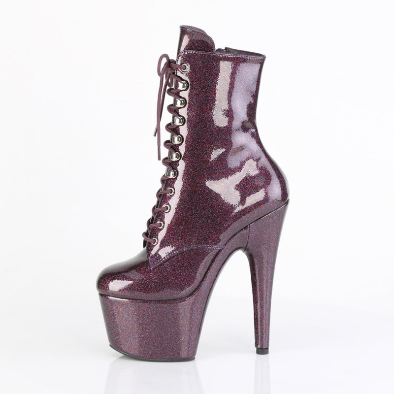 Pleaser Adore-1020GP Glitter Patent Laarzen Dames Paars | BUFKZ-BE