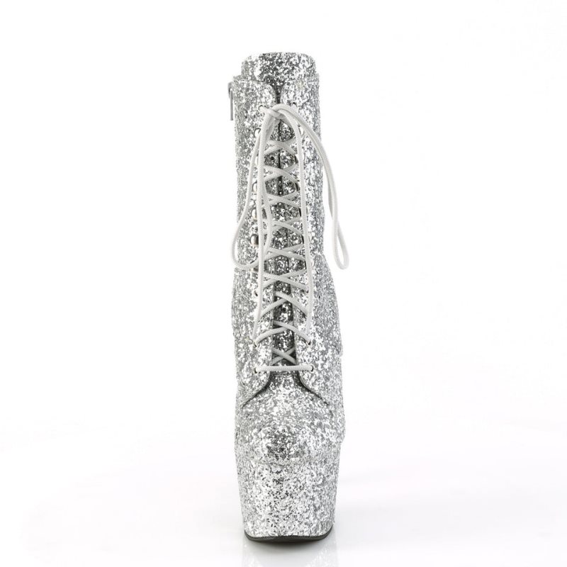 Pleaser Adore-1020GWR Laarzen Dames Zilver | UJQVP-BE