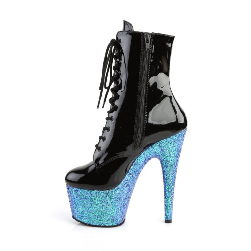Pleaser Adore-1020LG Laarzen Dames Zwart Blauw | OEPSY-BE